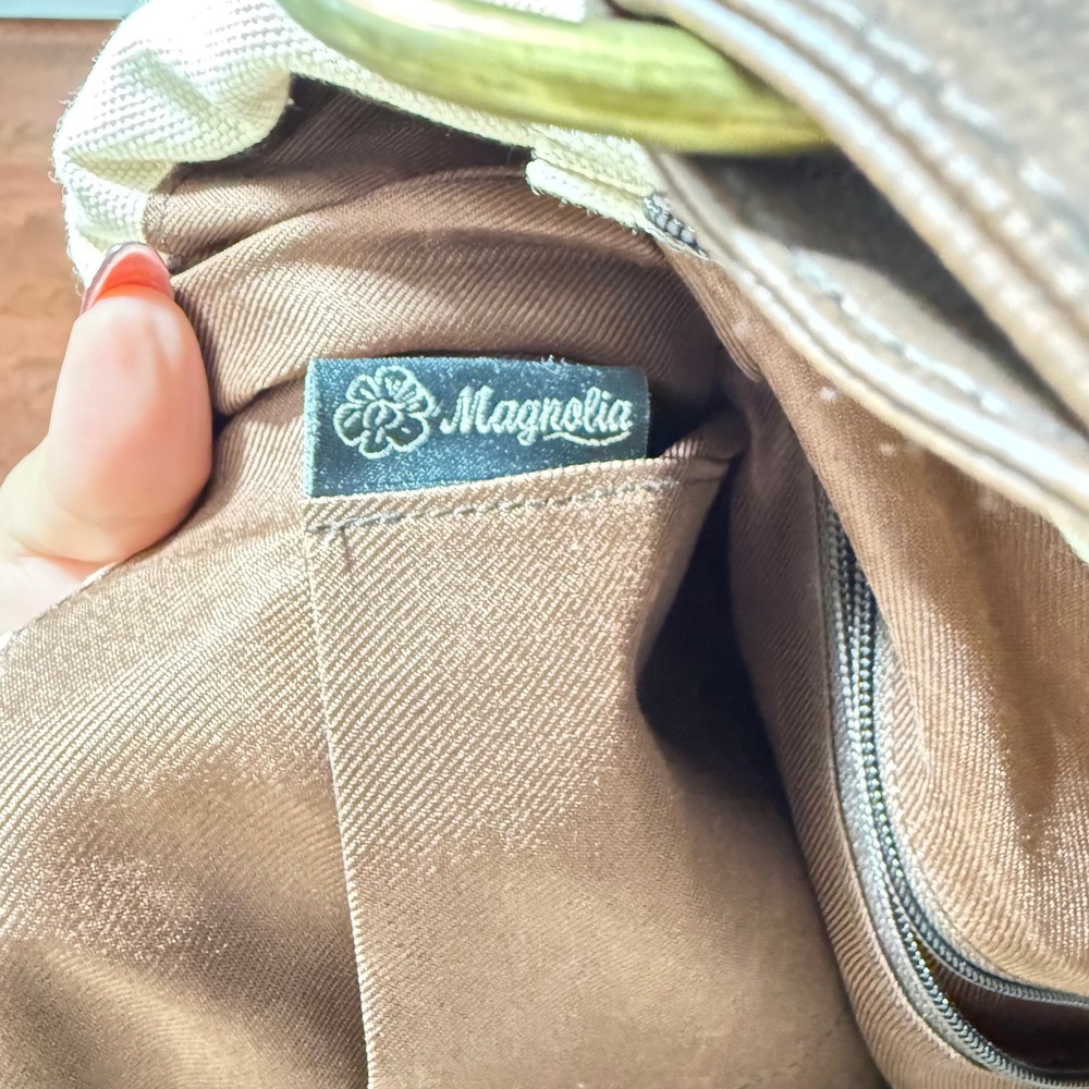 Magnolia Canvas Shoulder Bag‎ Embroidered Floral Butterfly Boho Cream Brown - Picture 5 of 6